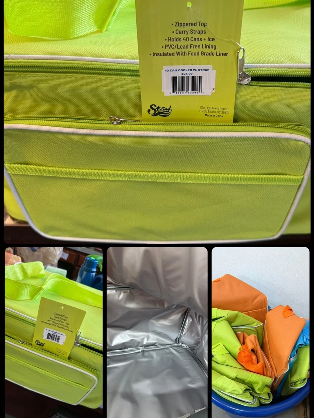 Insulated Cooler Tote 40 can purchaser can choose from green or orange